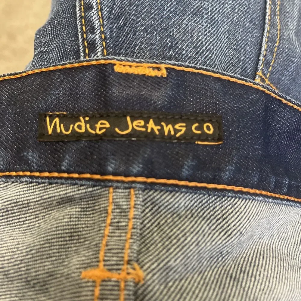 NUDIE JEANS Men's Big Bengt Jeans Nordic Ice Blue Cotton Button Fly Size 36x32